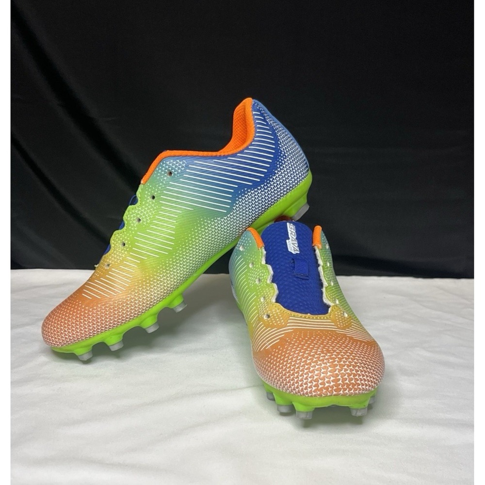 Brava Soccer Cleats Size Youth 6D Boys or Girls Orange/Green/Blue‎ No Laces